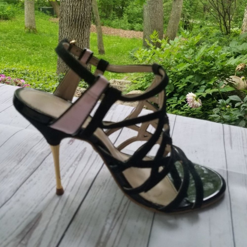 Kurt Geiger Black Suede Caged Stiletto Heels 6